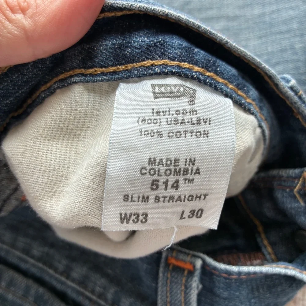Levis 514 Slim Straight Jeans Mens 33x30 Medium Wash Blue Denim Pants